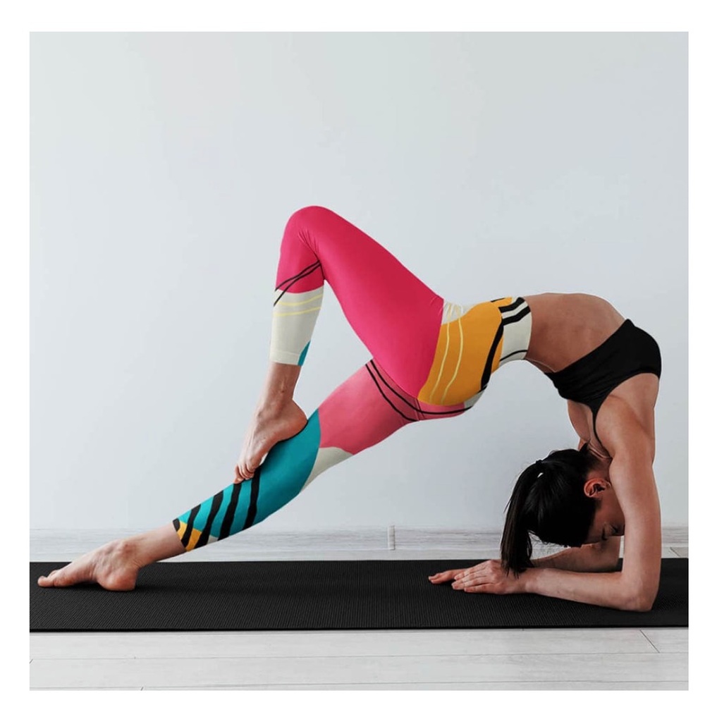 Loony Legs Patterned Leggings and vest shirt “Modernist" Fuchsia/Turquoise Large - Picture 2 of 14